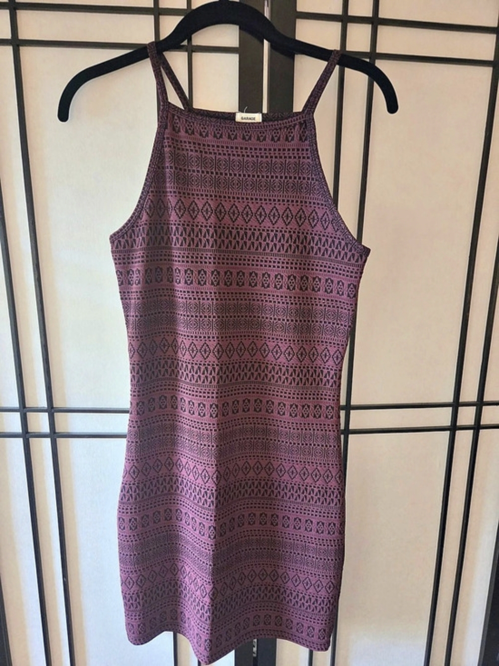 Garage Geometric Mini Dress in Purple & Black Like New